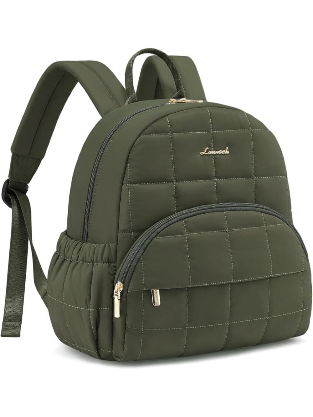 Women's Olive Lightweight Anti-theft Pocket Quilted Casual Backpack shoulder Bag